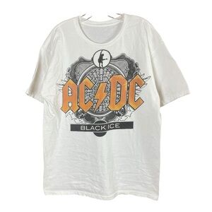 AC/DC Black Ice Men White Short Sleeve Crew Neck T-Shirt Sz M
